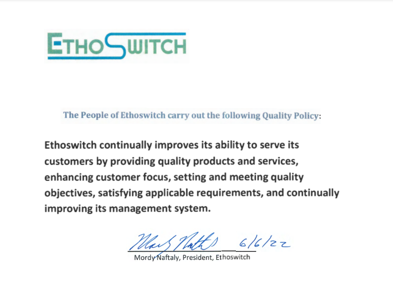 EthoSwitch  ISO 9001 Certified